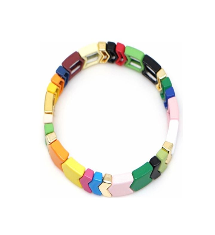 Rainbow Herring Bone Stretch Bracelet
